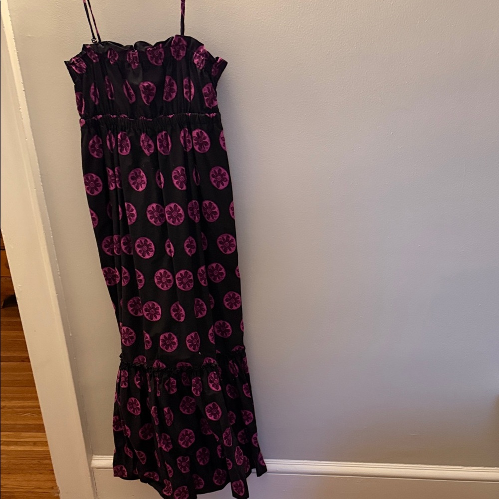 Free People Black/ deep navy and Purple Patterned Dress 100% cotton